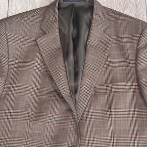 John W Nordstrom Mens 44R Blazer Sport Coat Brown LORO PIANA Wool Plaid‎ Jacket